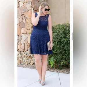 David’s bridal navy lace dress size 18